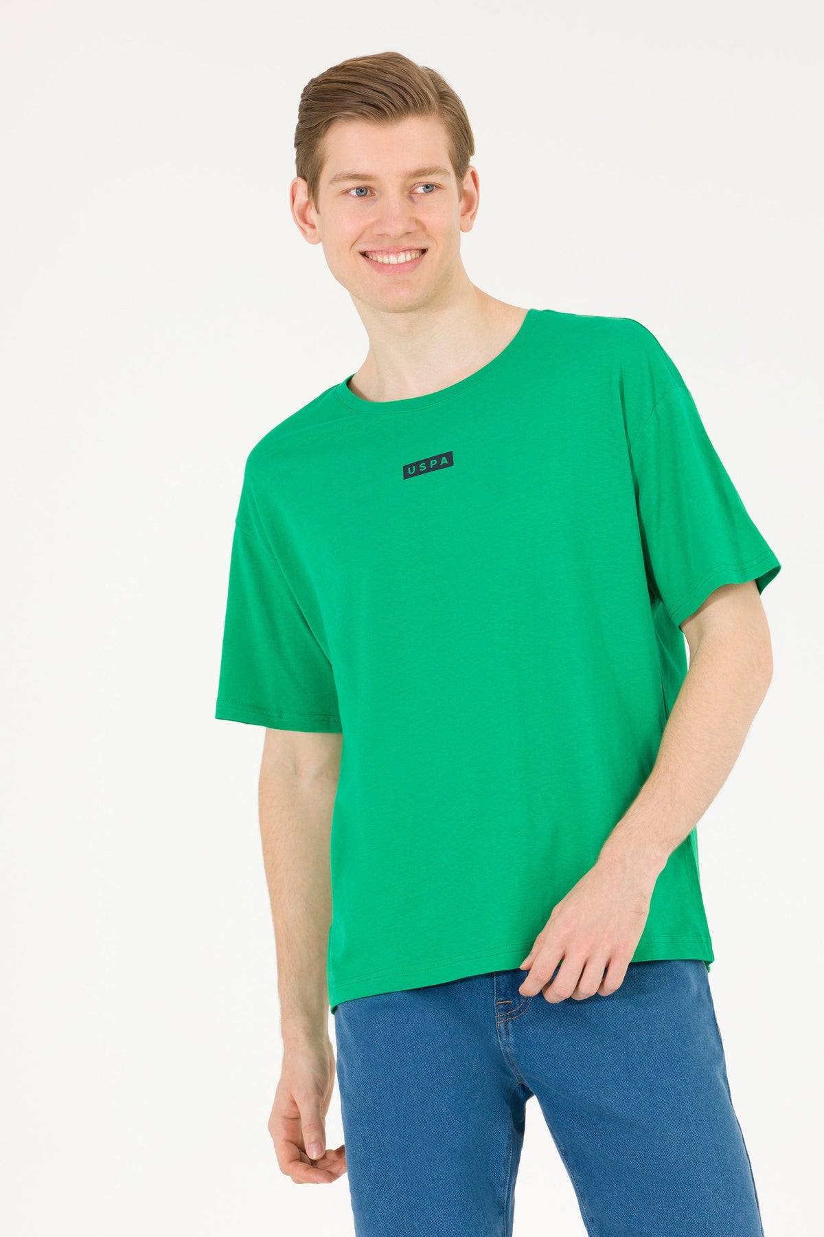 U.S. Polo Assn. zelena muška majica s okruglim izrezom i natpisom USPA