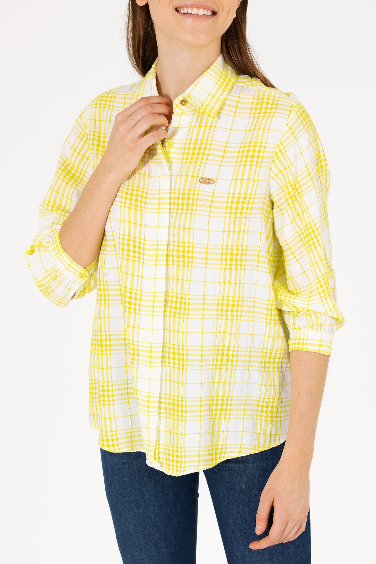 U.S. Polo Assn. žuta karirana button-down košulja