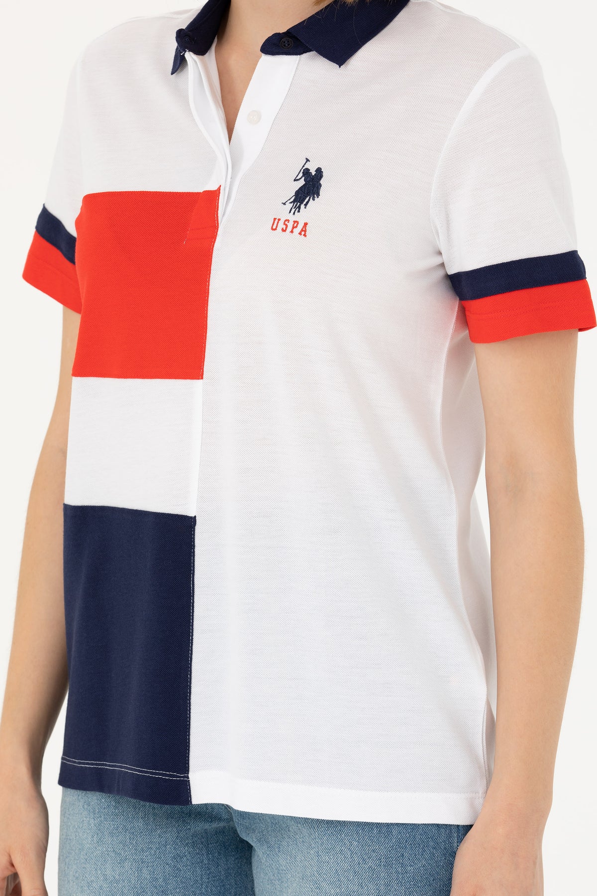 U.S. Polo Assn. bijela ženska polo majica kolor-blok
