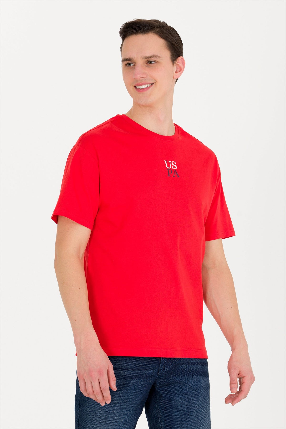 U.S. Polo Assn. crvena muška majica s okruglim izrezom i printom US