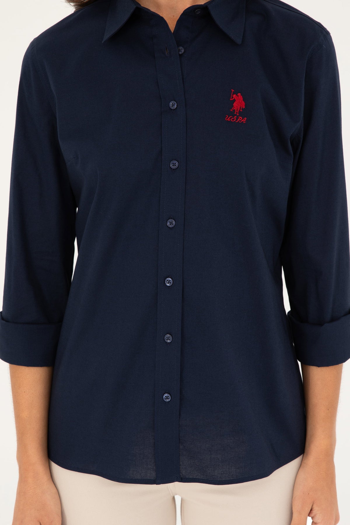 U.S. Polo Assn. teget ženska košulja s velikim crvenim logotipom