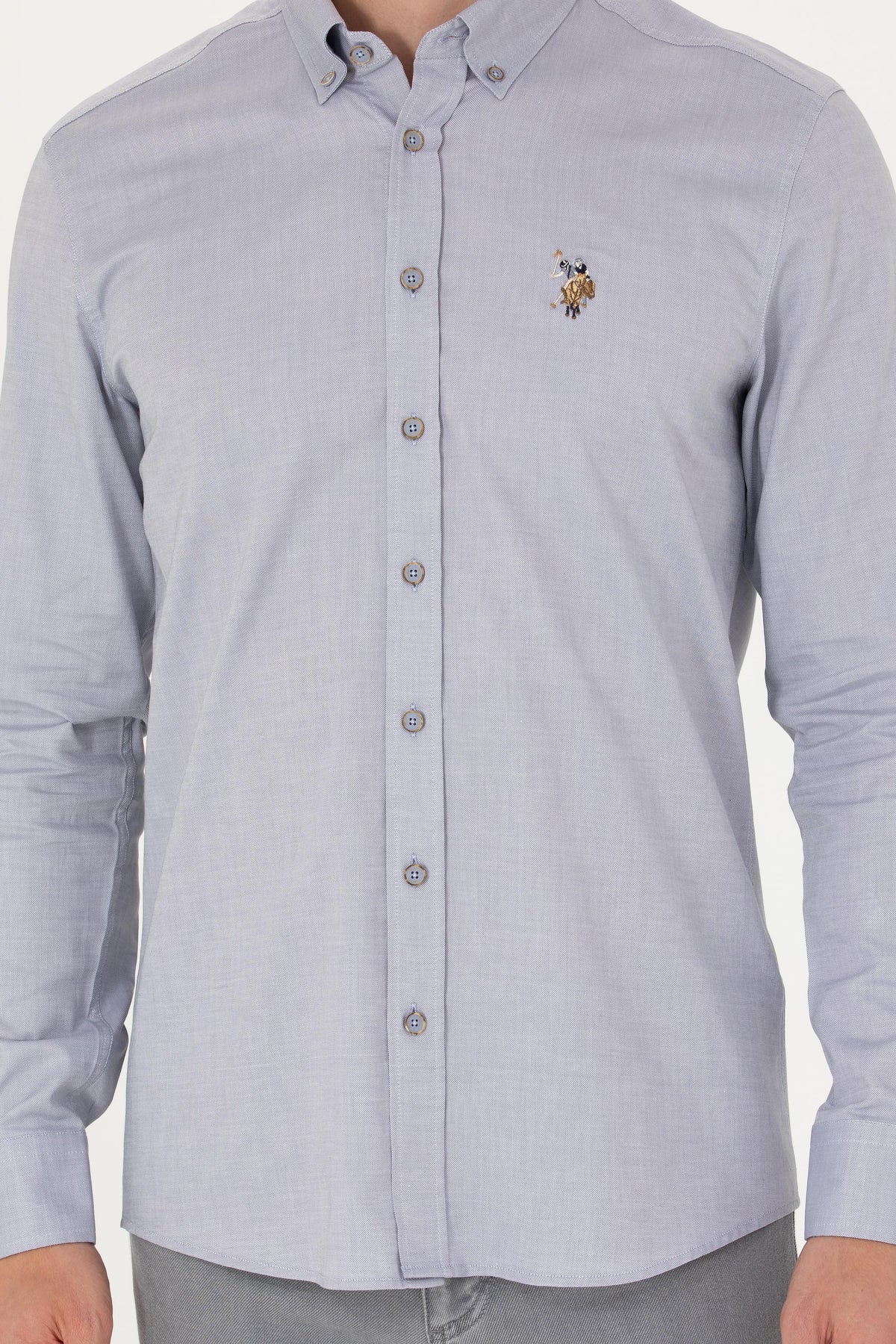 U.S. Polo Assn. siva muška košulja s uzorkom