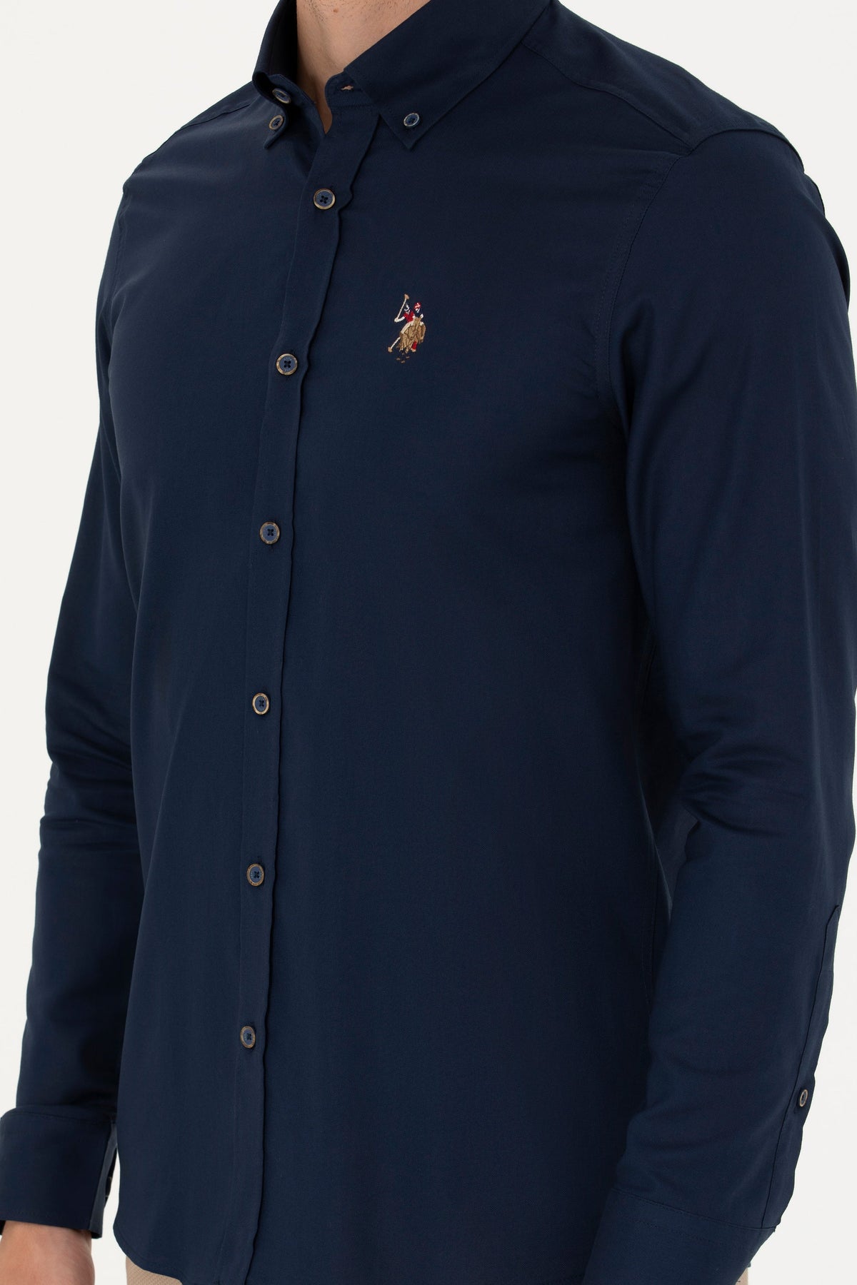 U.S. Polo Assn. teget muška košulja s vezenim logotipom na prsima