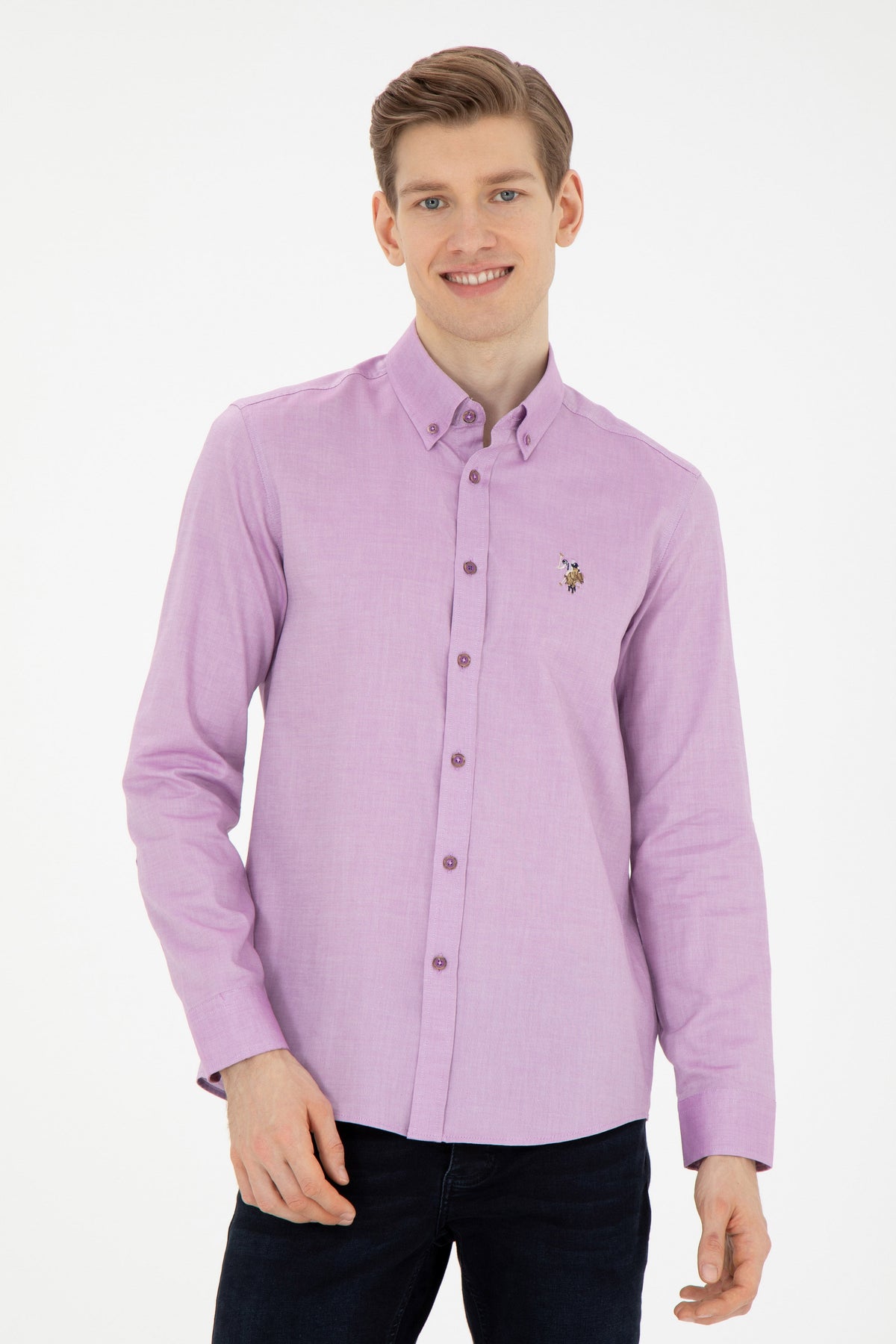 U.S. Polo Assn. ljubičasta muška košulja s button-down kragnom