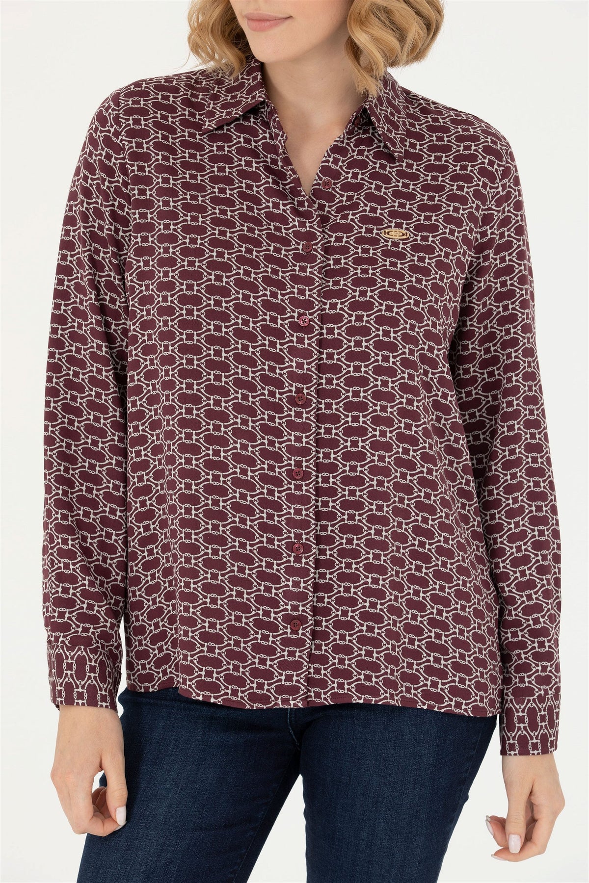 U.S. Polo Assn. bordo ženska košulja s uzorkom lanaca