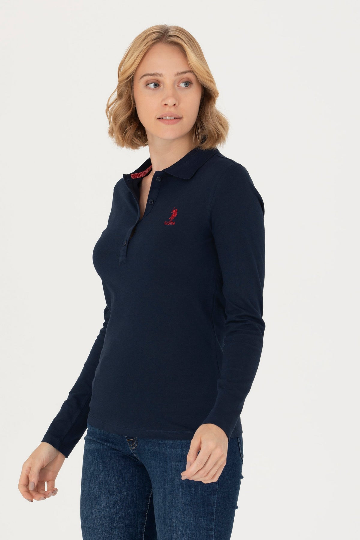 U.S. Polo Assn. teget ženska majica dugih rukava s polo kragnom