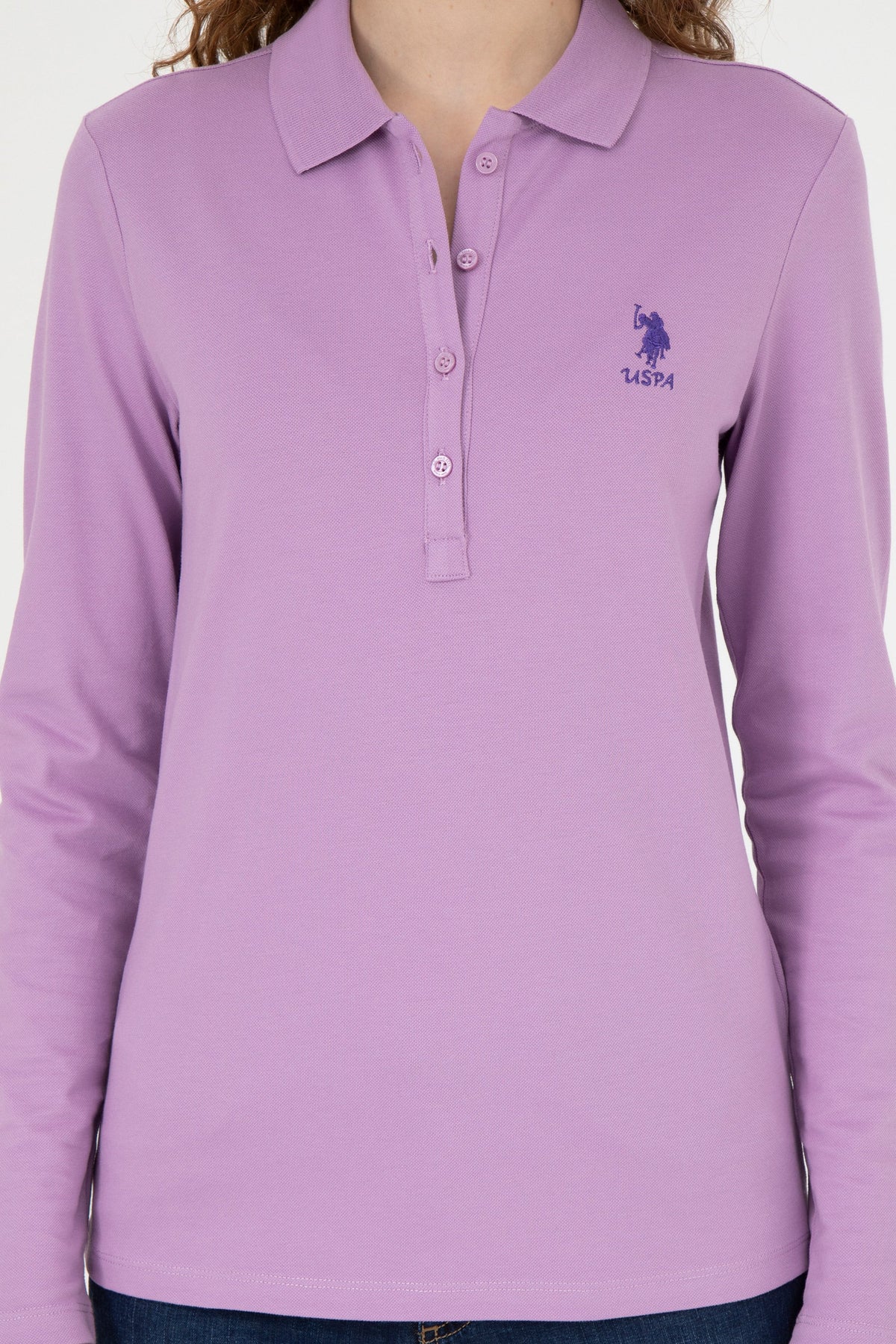 U.S. Polo Assn. lila ženska majica dugih rukava s polo kragnom