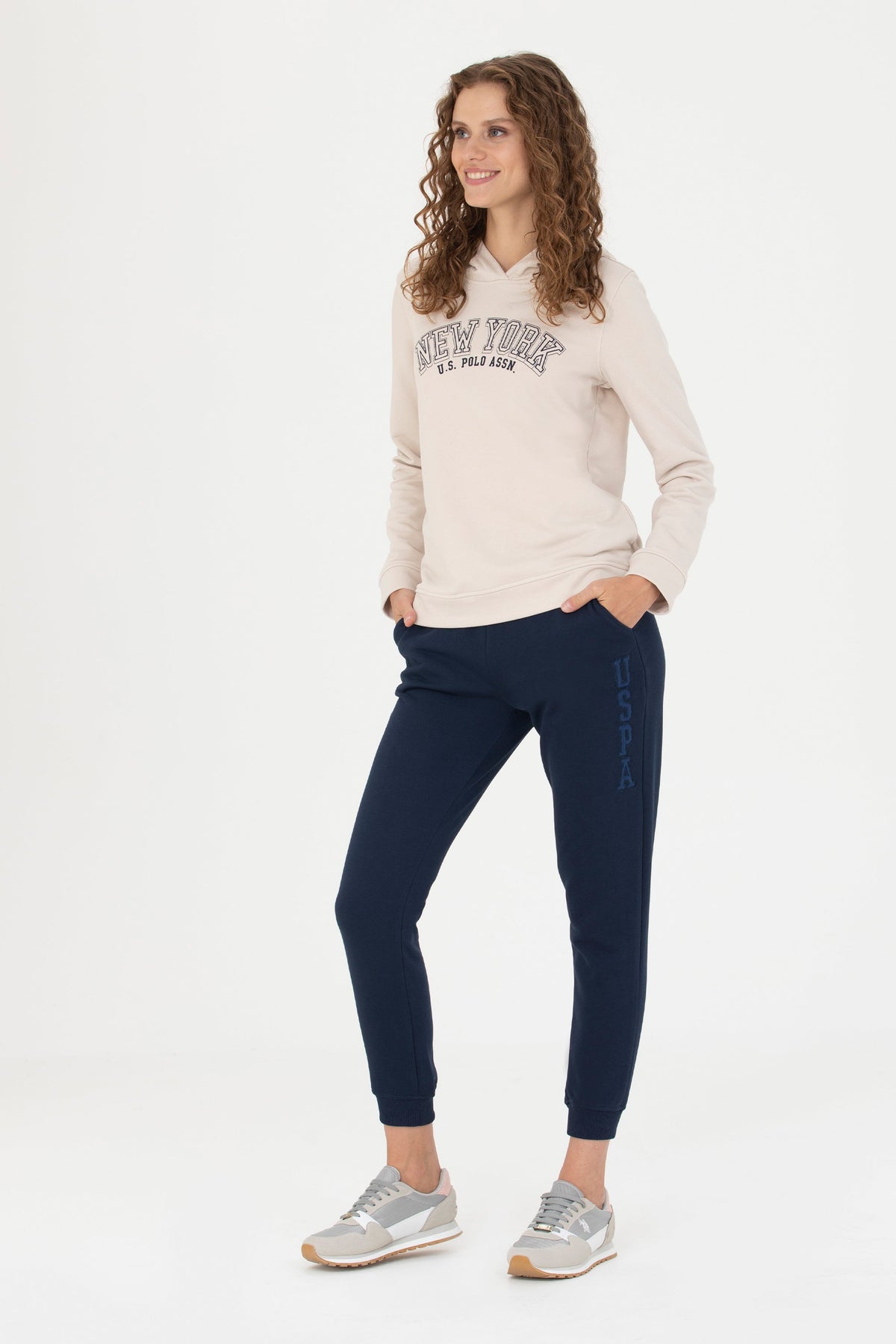 U.S. Polo Assn. teget ženske pantalone od trenerke s manžetama