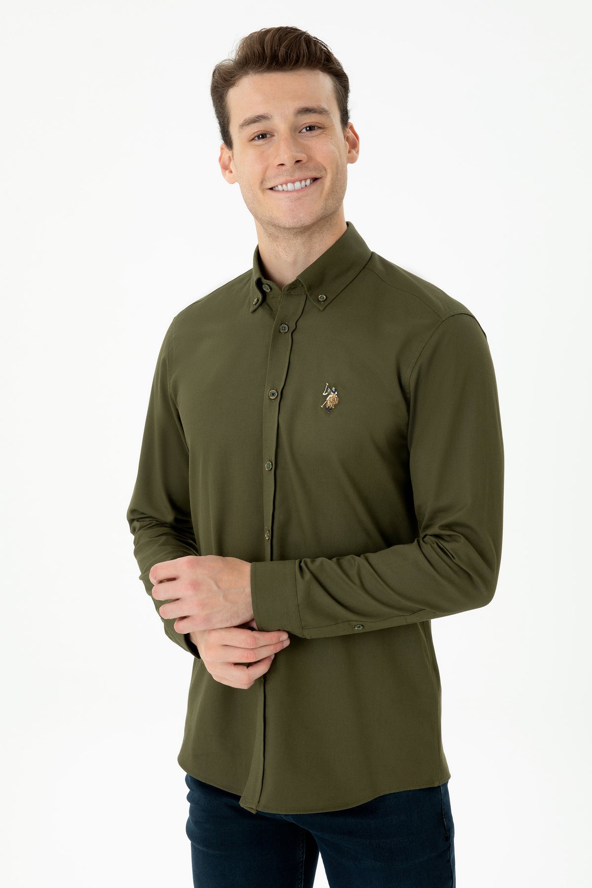 U.S. Polo Assn. kaki muška button-down košulja