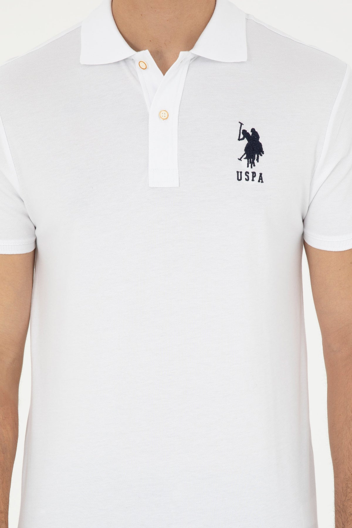 U.S. Polo Assn. bijela muška polo majica s brojem na rukavu