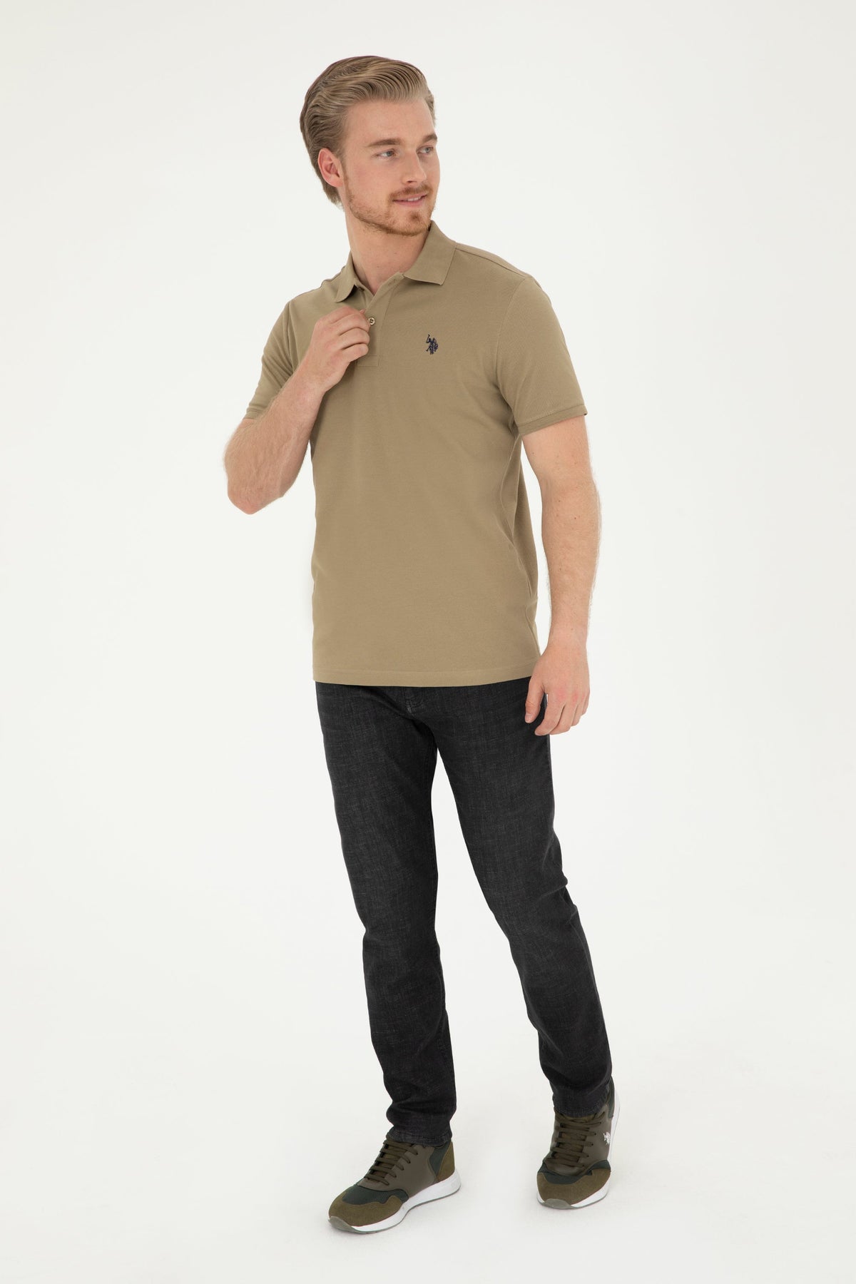 U.S. Polo Assn. khaki muška polo majica s vezenim logom