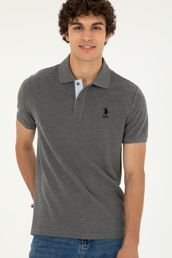 U.S. Polo Assn. siva polo majica kratkih rukava sa detaljem na ovratniku-[SKU]
