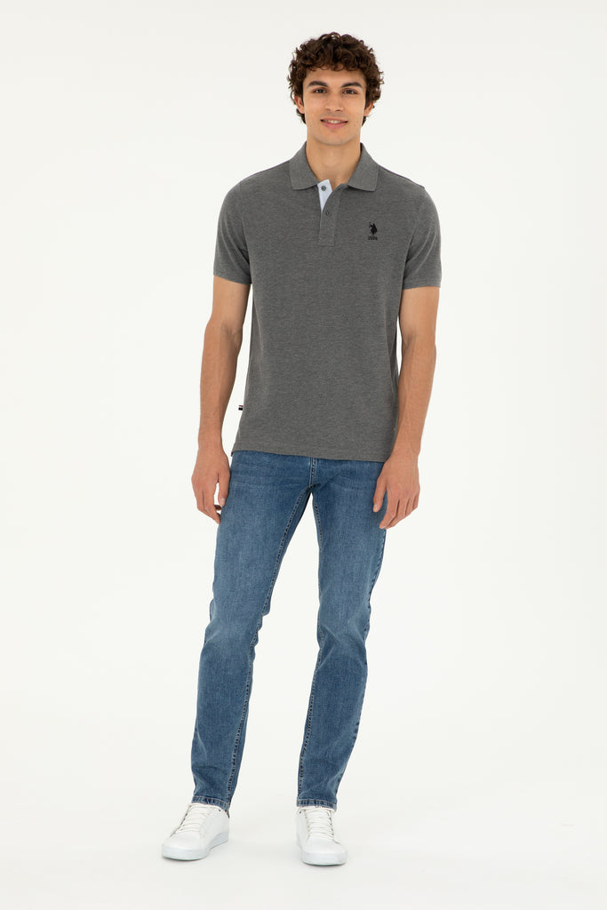 U.S. Polo Assn. siva polo majica kratkih rukava sa detaljem na ovratniku-[SKU]