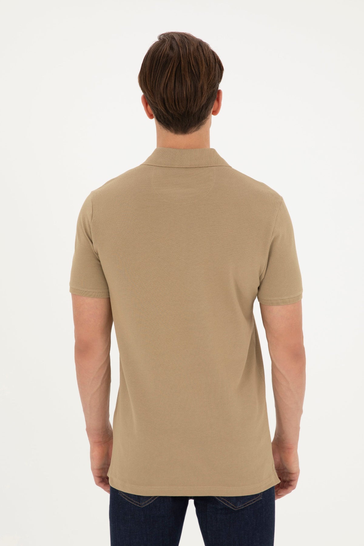 U.S. Polo Assn. khaki muška polo majica s kontrastnom oznakom na rukavu