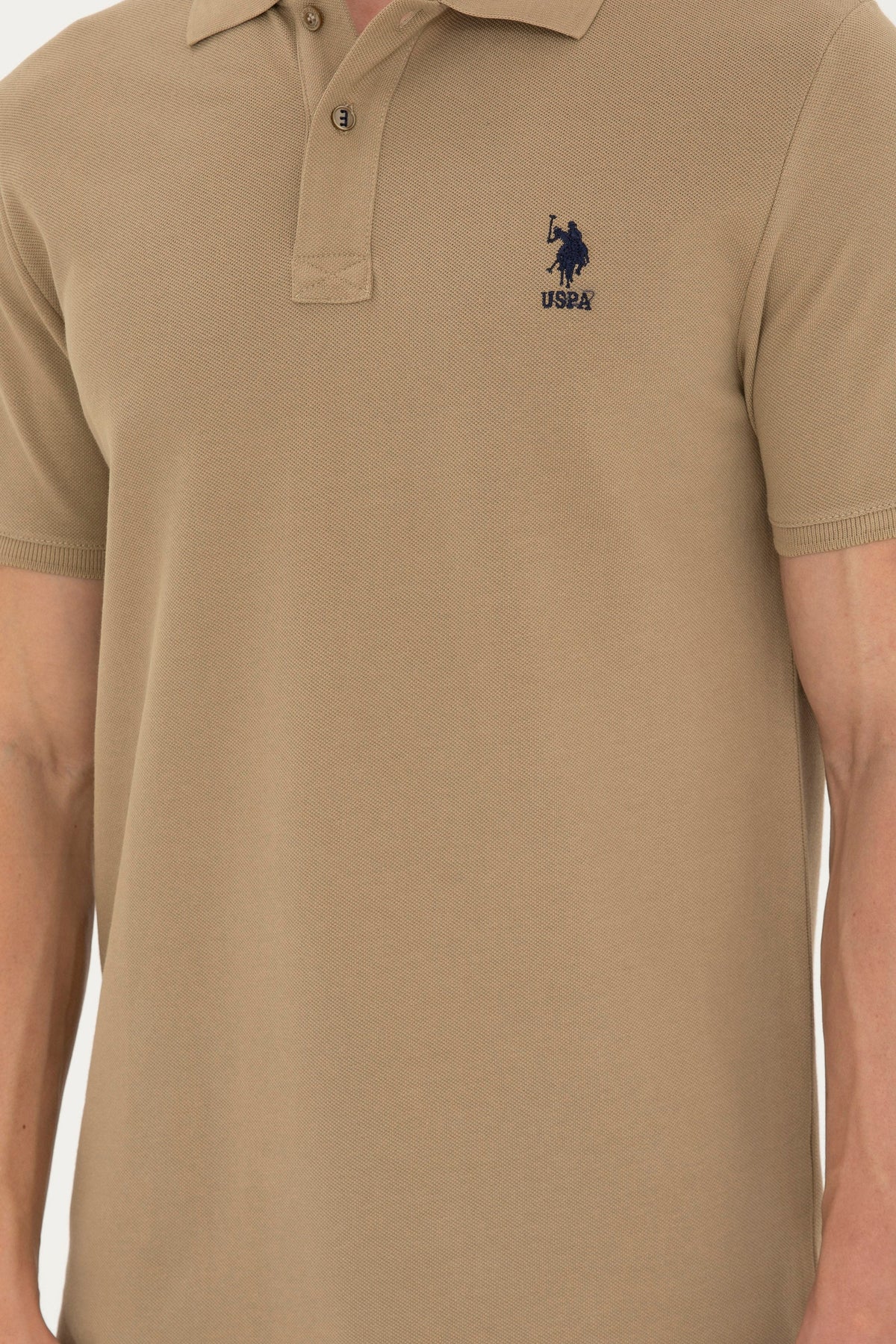 U.S. Polo Assn. khaki muška polo majica s kontrastnom oznakom na rukavu