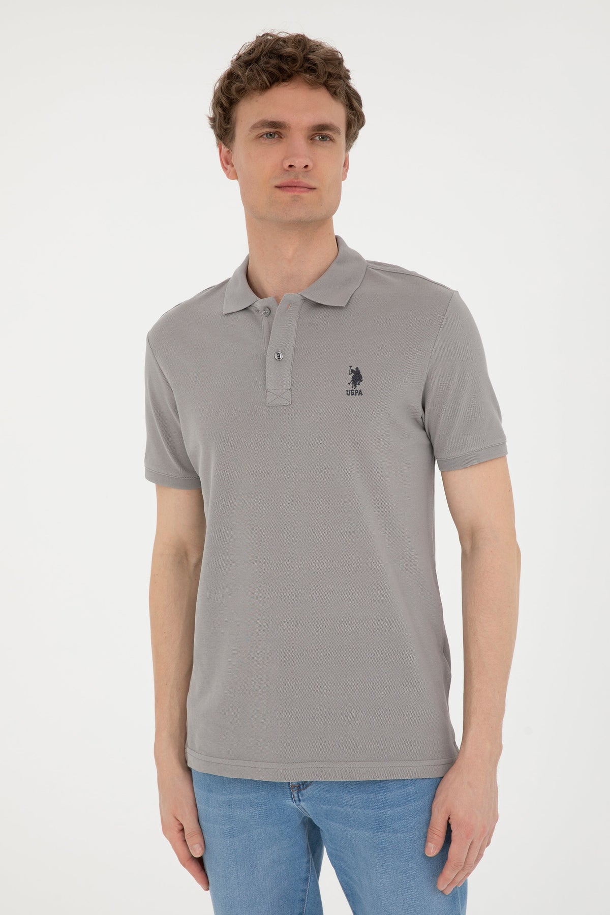 U.S. Polo Assn. siva muška polo majica s vezenim logom