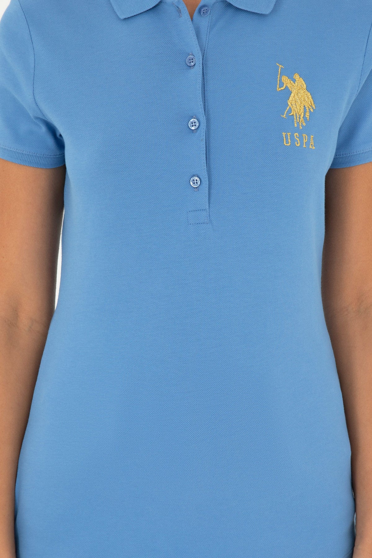 U.S. Polo Assn. plava ženska polo majica s velikim zlatnim logom