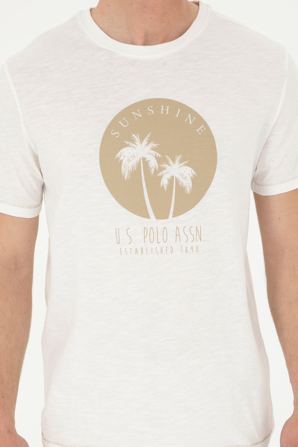 U.S. Polo Assn. bijela muška majica sa printom palmi
