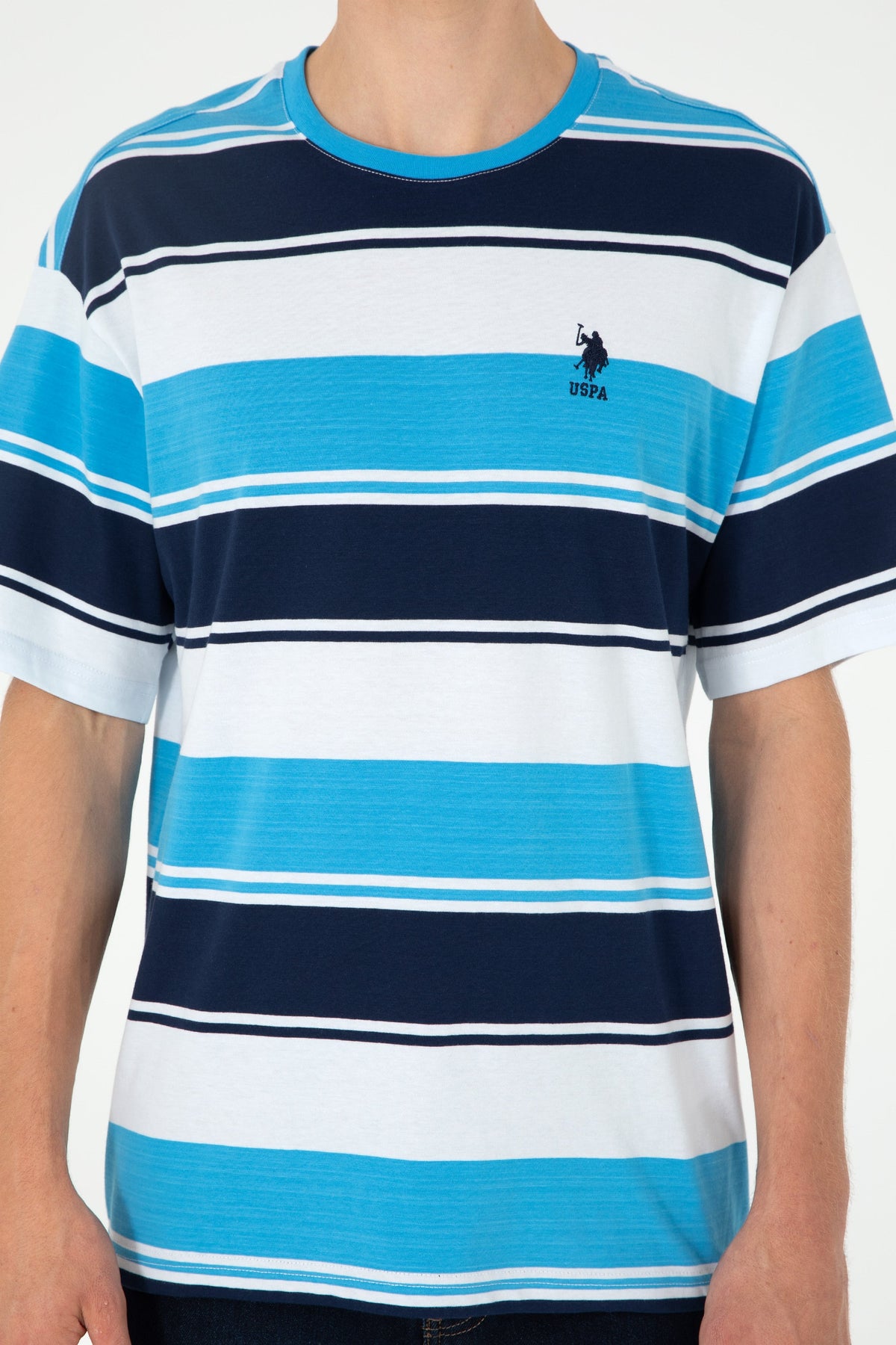 U.S. Polo Assn. svijetloplava muška majica na široke pruge s okruglim izrezom