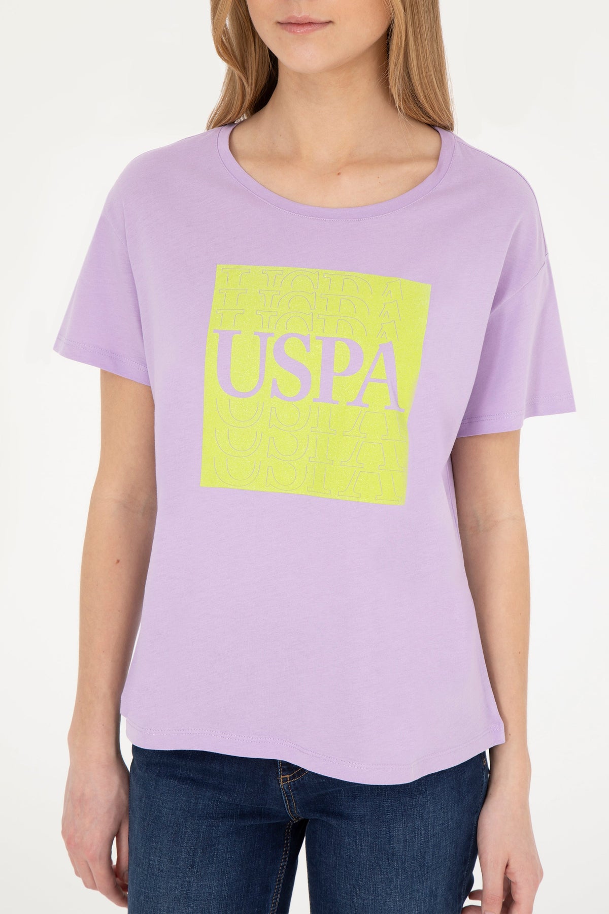 U.S. Polo Assn. lila ženska majica s printom USPA