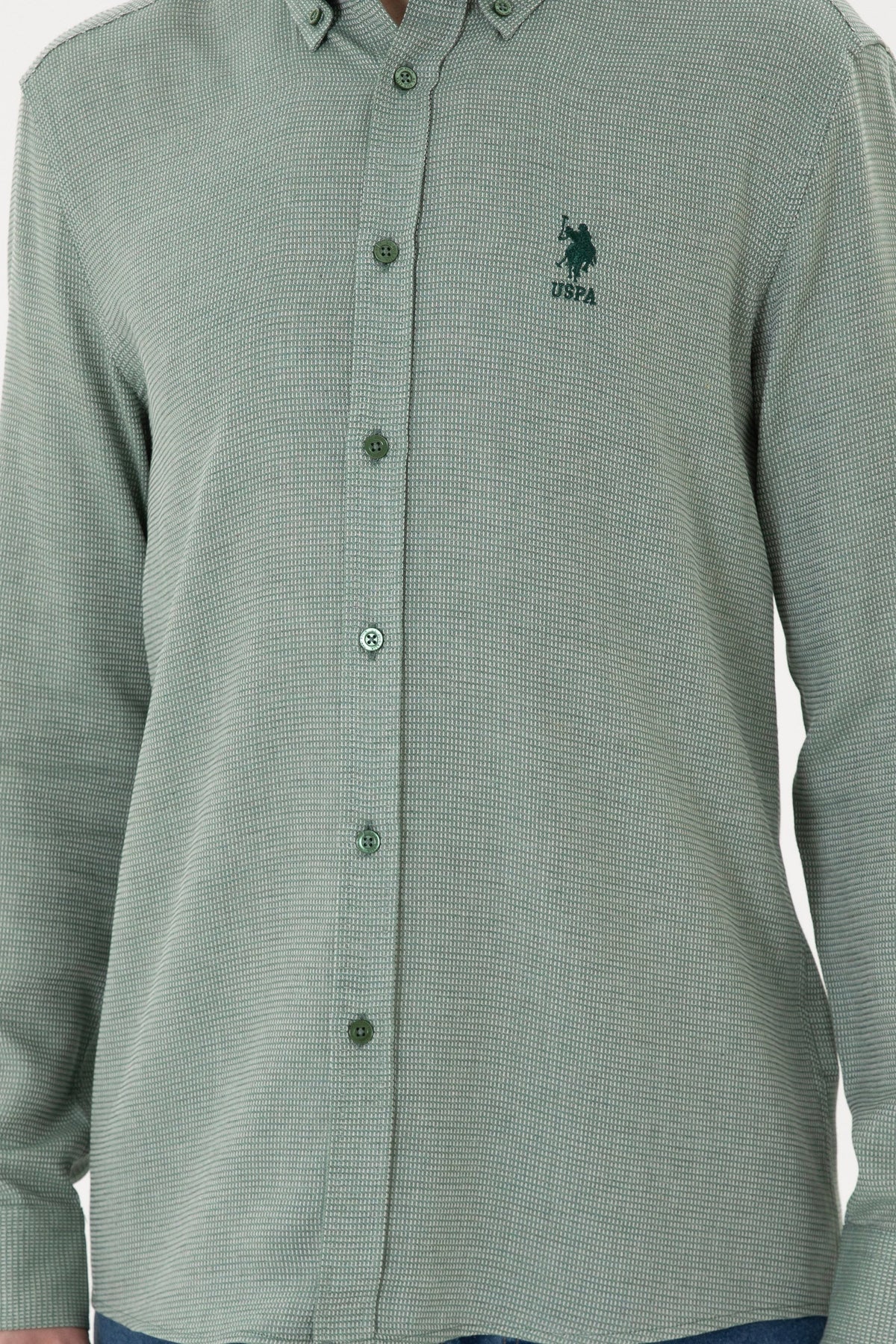 U.S. Polo Assn. zelena muška košulja s button-down kragnom