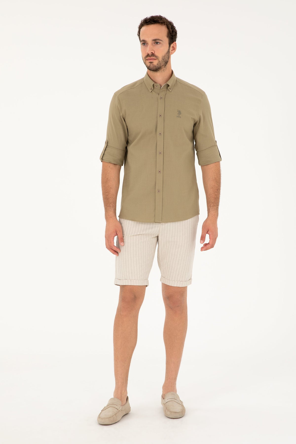 U.S. Polo Assn. khaki muška košulja s button-down kragnom