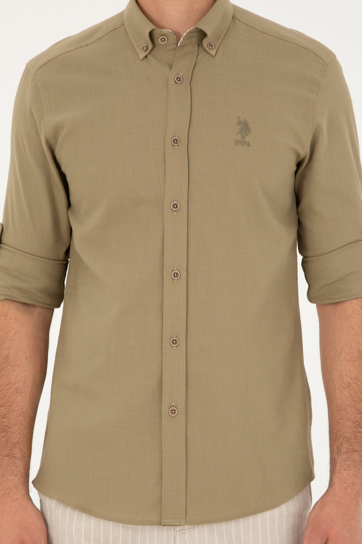 U.S. Polo Assn. khaki muška košulja s button-down kragnom