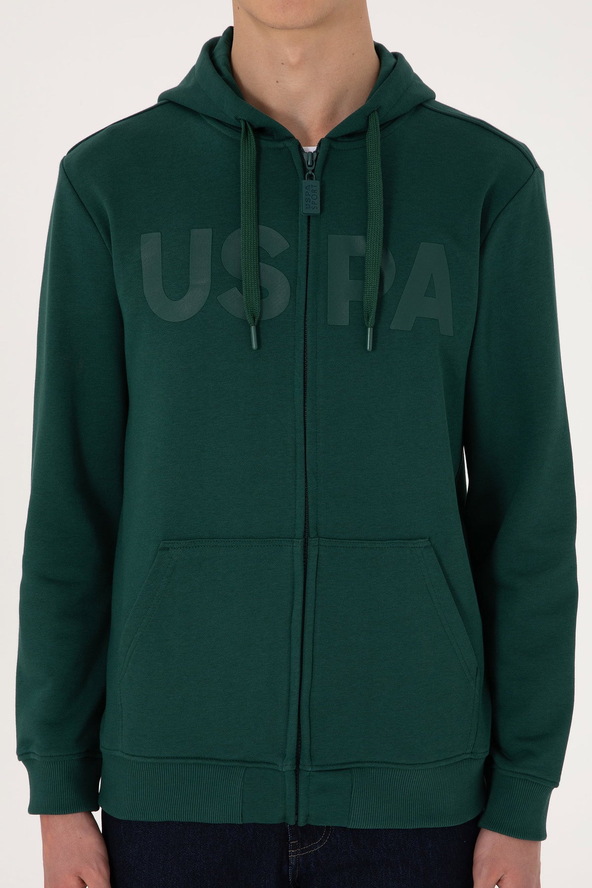 U.S. Polo Assn. tamnozelena muška majica dugih rukava s kapuljačom i rajsferšlusom