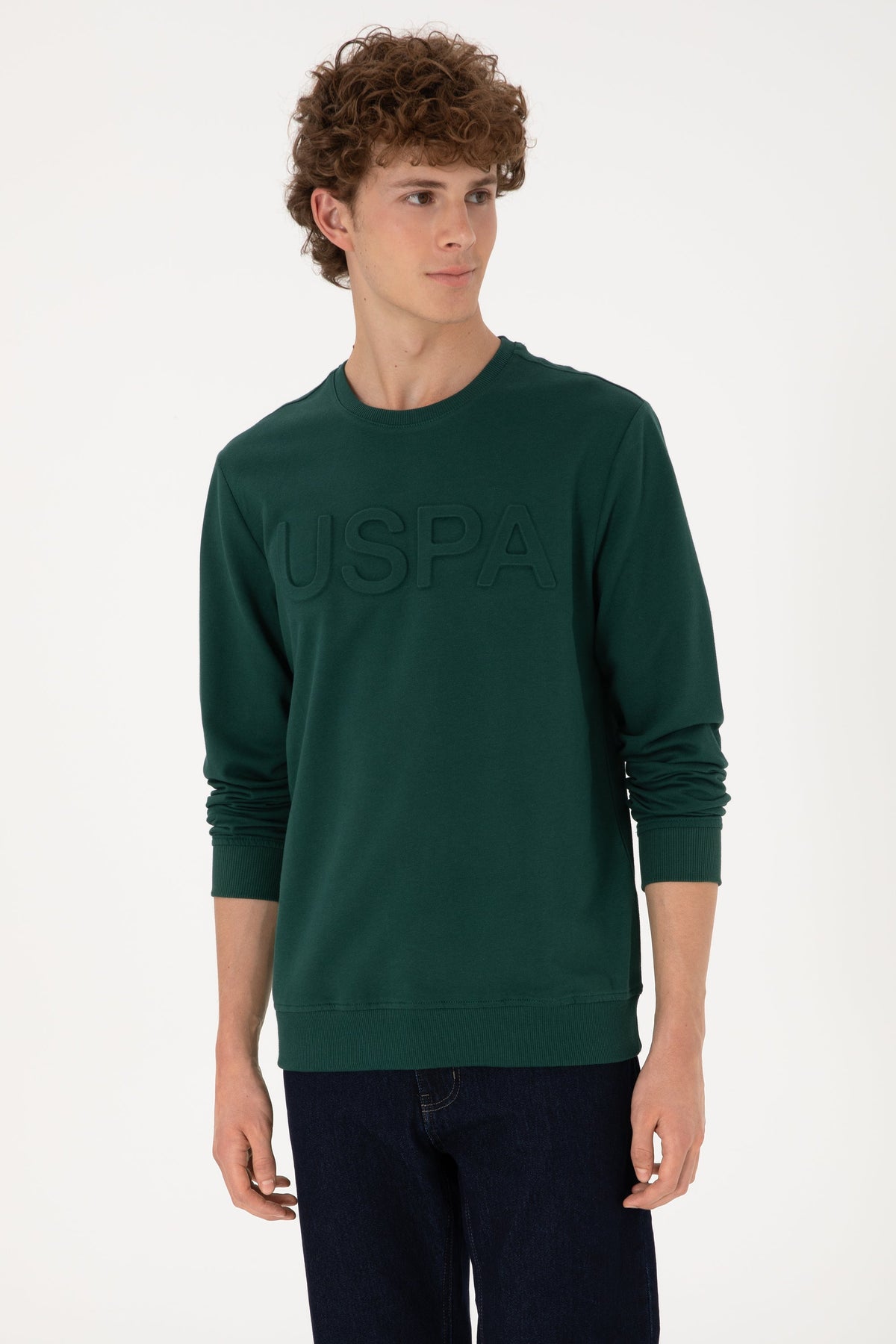 U.S. Polo Assn. tamnozelena muška majica dugih rukava s reljefnim logotipom