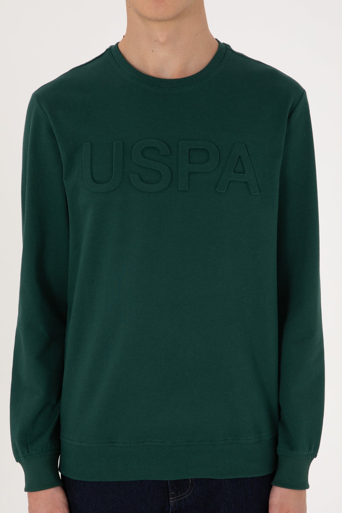 U.S. Polo Assn. tamnozelena muška majica dugih rukava s reljefnim logotipom