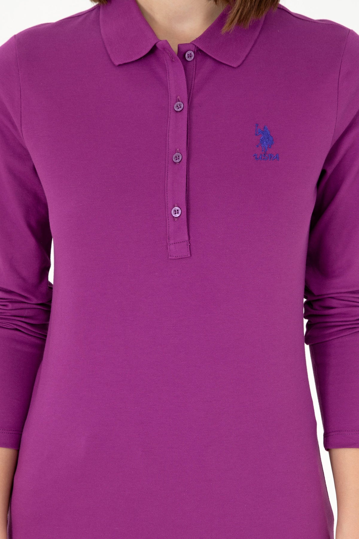 U.S. Polo Assn. ljubičasta ženska majica dugih rukava s polo kragnom