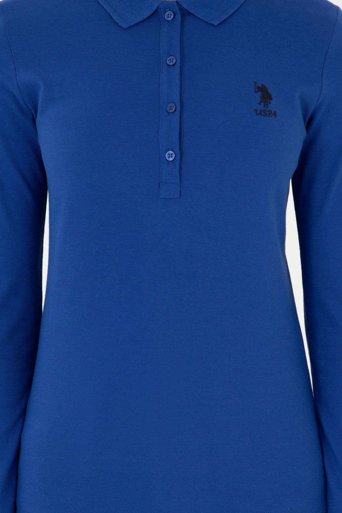 U.S. Polo Assn. plava ženska majica dugih rukava s polo kragnom