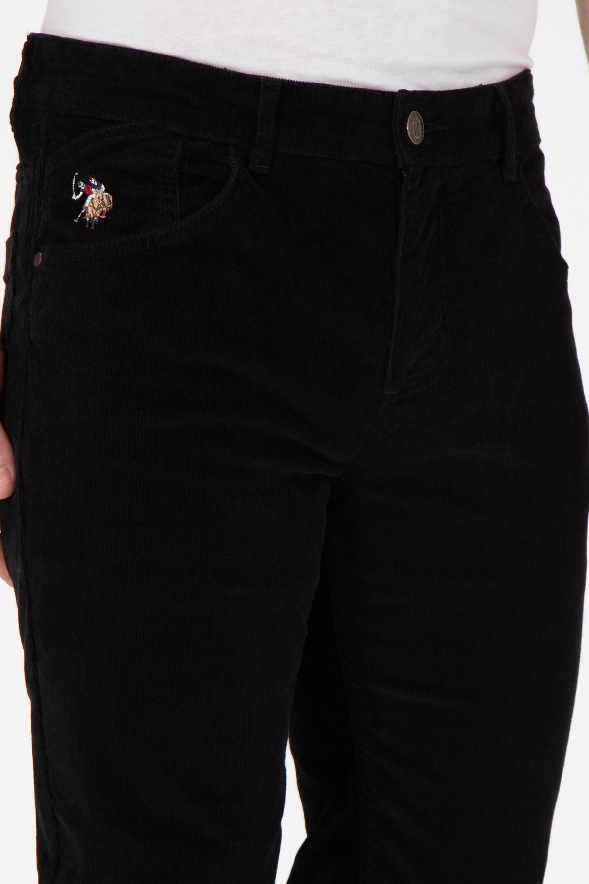 U.S. Polo Assn. crne muške samtene pantalone