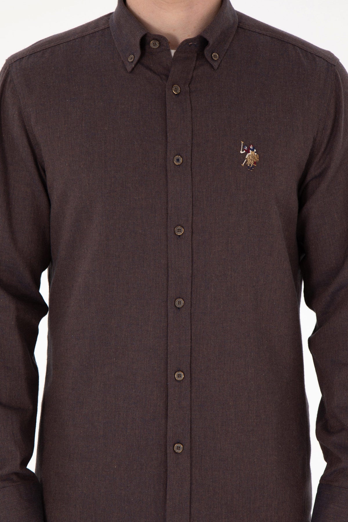 U.S. Polo Assn. smeđa muška košulja s button-down kragnom