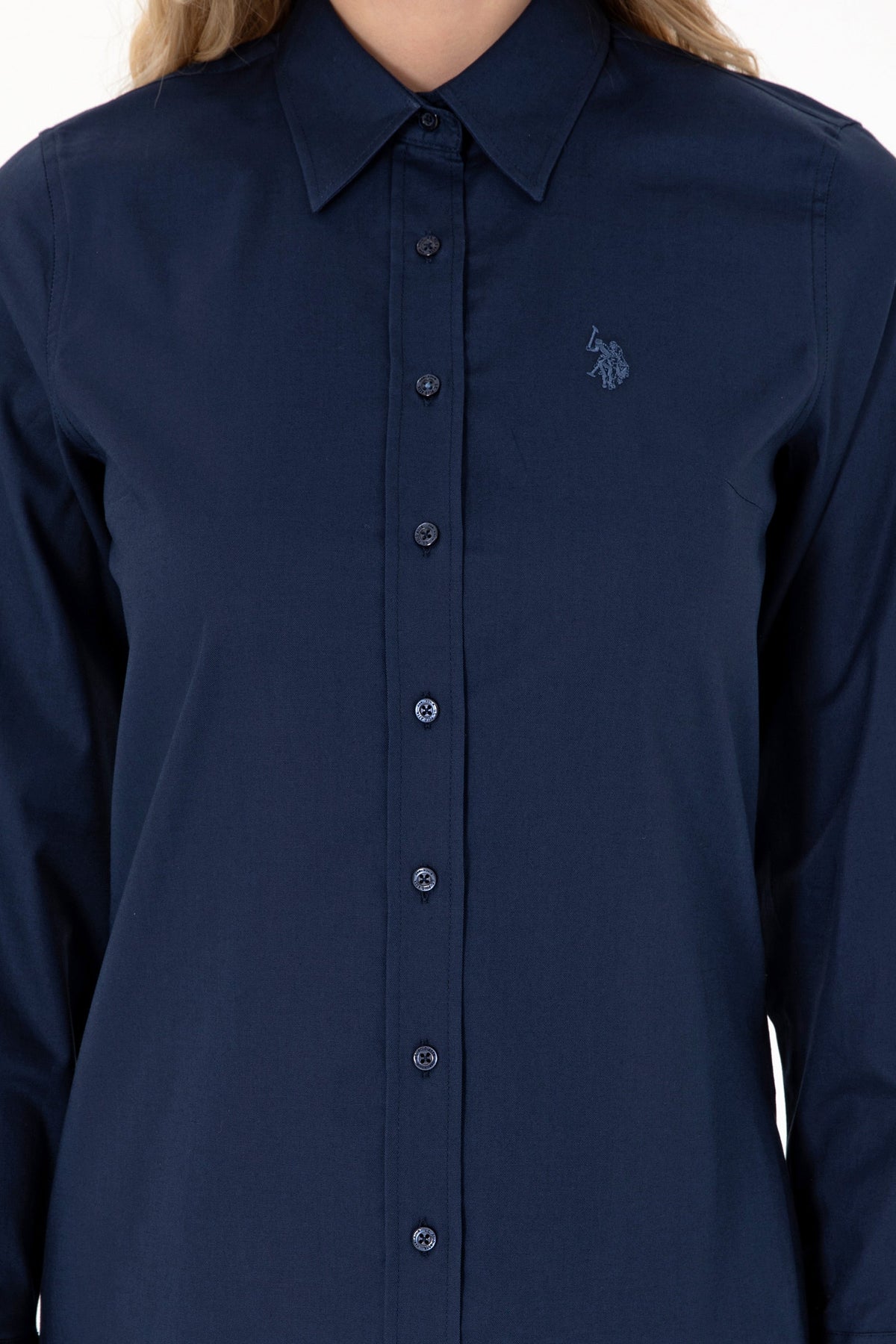 U.S. Polo Assn. teget ženska košulja s tonskim logotipom i podvrnutim rukavima