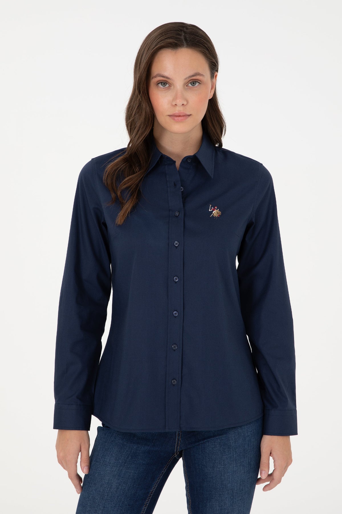 U.S. Polo Assn. teget ženska košulja sa zlatnim logotipom