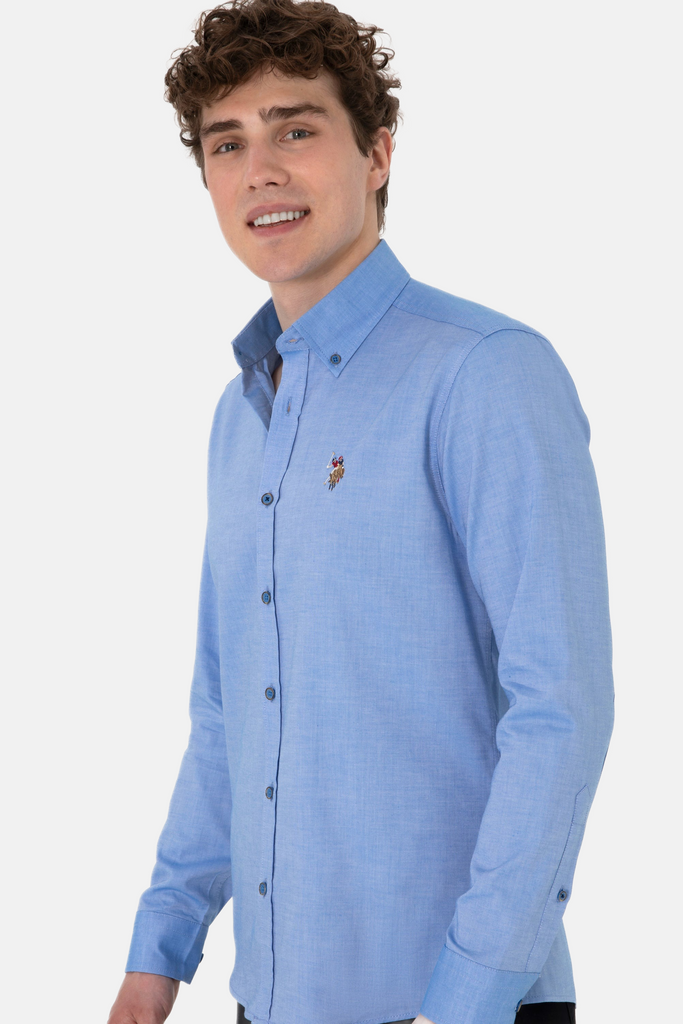 U.S. Polo Assn. plava muška košulja s teksturom-[SKU]