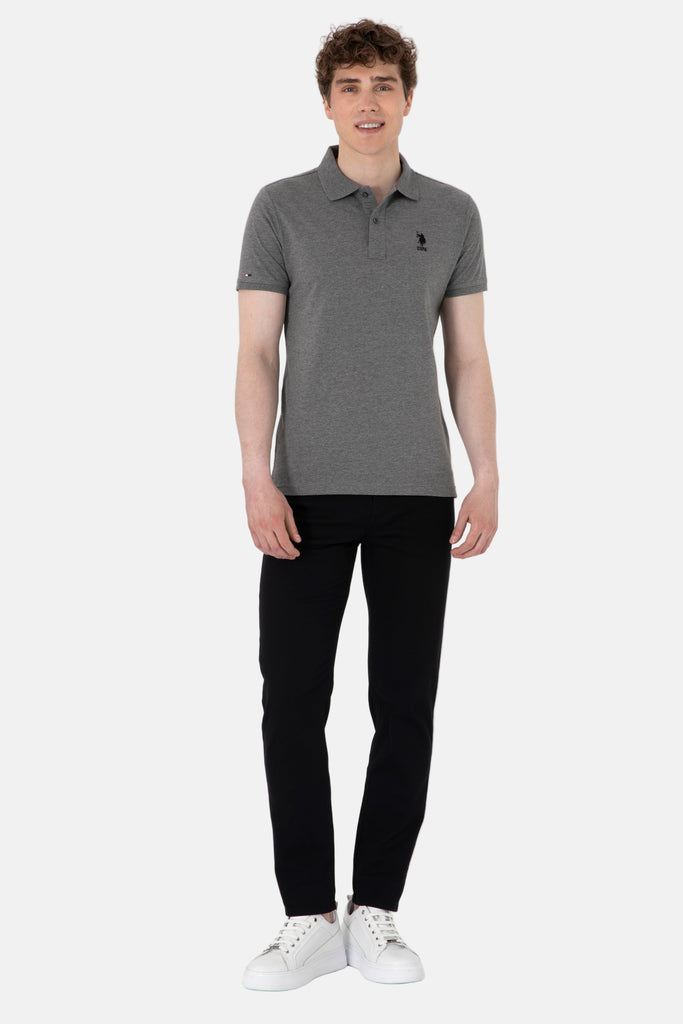 U.S. Polo Assn. siva muška polo majica sa crnim znakom-[SKU]