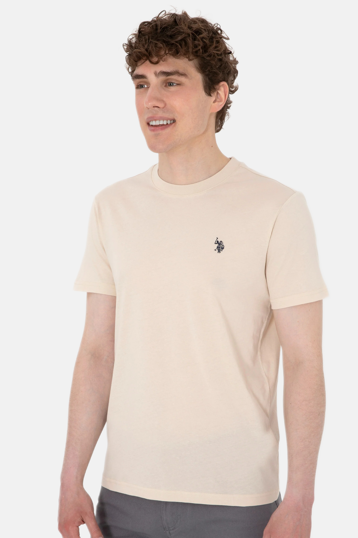 U.S. Polo Assn. bež muška majica sa jednostavnim dizajnom