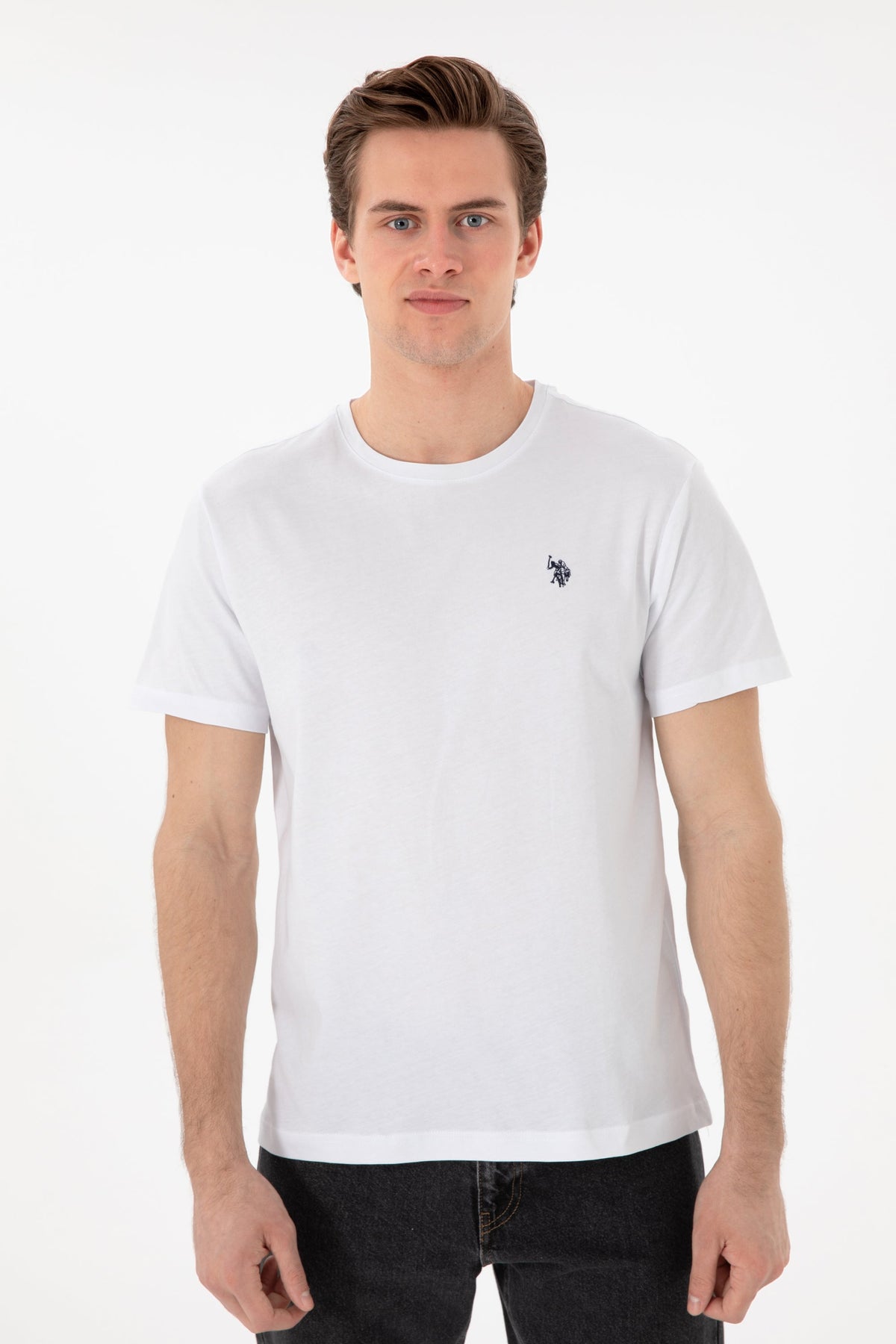 U.S. Polo Assn. bijela muška majica s okruglim izrezom i vezenim logom