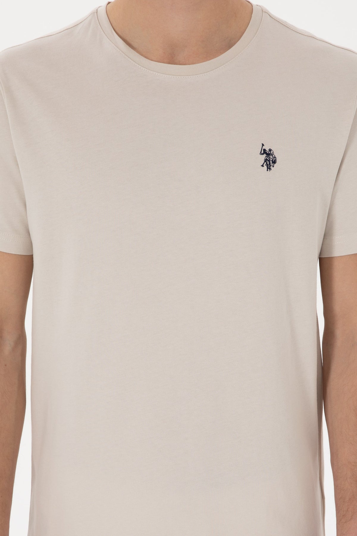 U.S. Polo Assn. bež muška majica s okruglim izrezom i vezenim logom