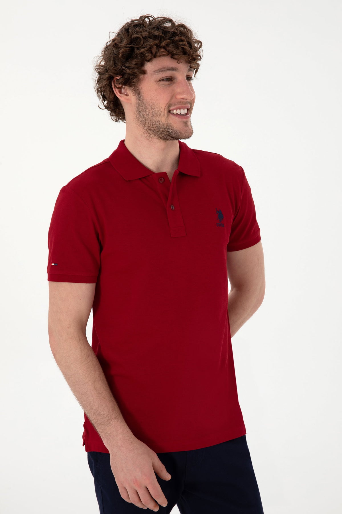 U.S. Polo Assn. bordo muška polo majica s vezenim logom i oznakom na rukavu