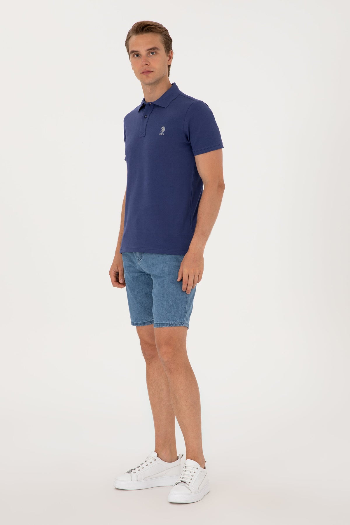 U.S. Polo Assn. plava muška polo majica s logom u istom tonu