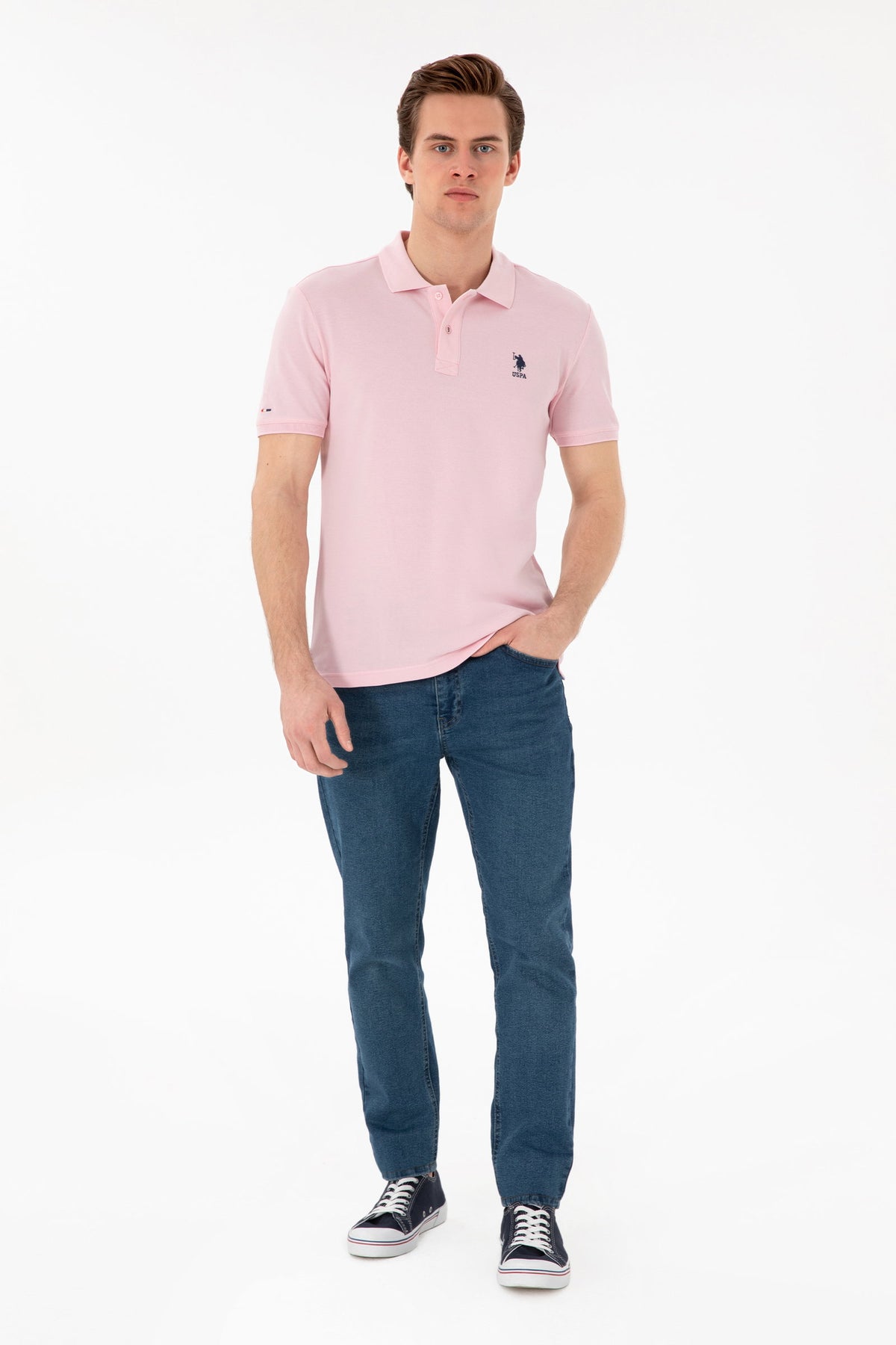 U.S. Polo Assn. roza muška polo majica s vezenim logom