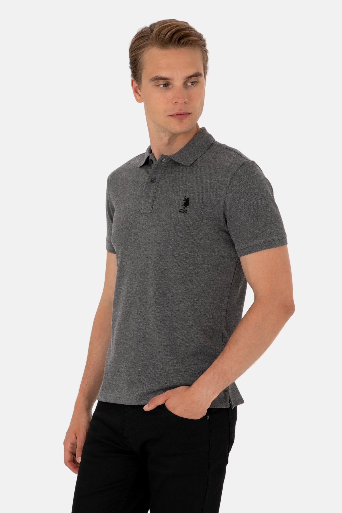 U.S. Polo Assn. siva muška polo majica kratkih rukava klasičnog kroja