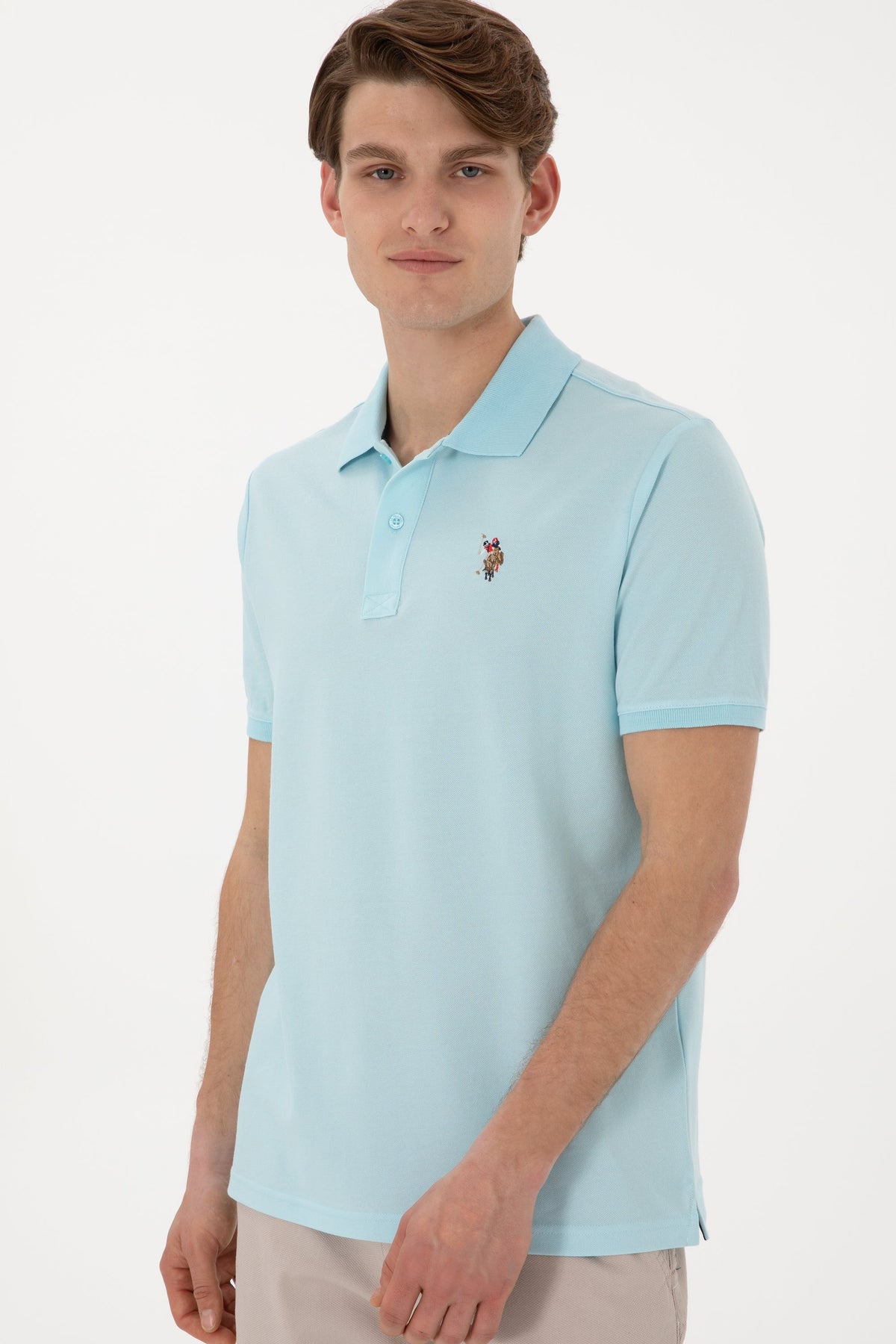 U.S. Polo Assn. svijetloplava muška polo majica s kontrastnom kragnom