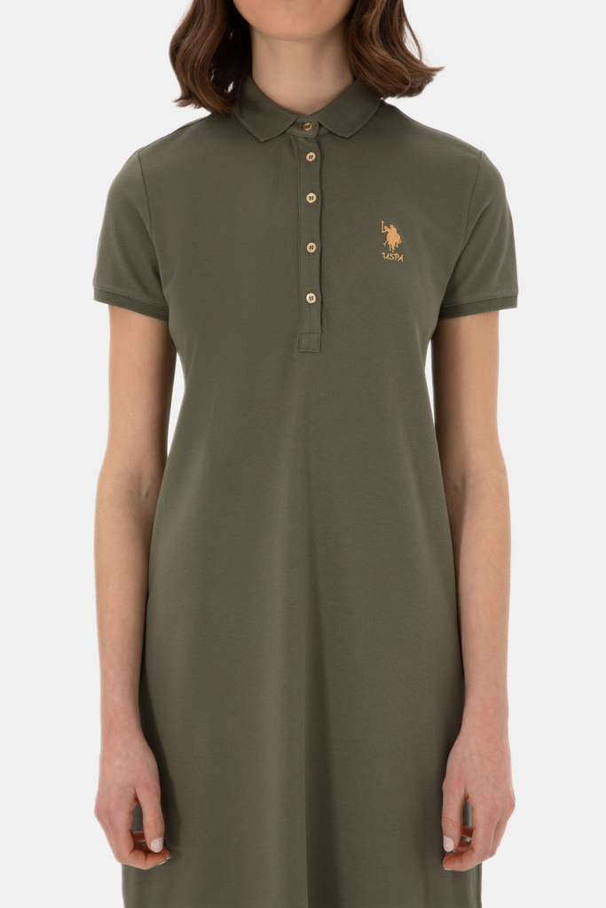 U.S. Polo Assn. khaki ženska haljina s kratkim rukavima-[SKU]
