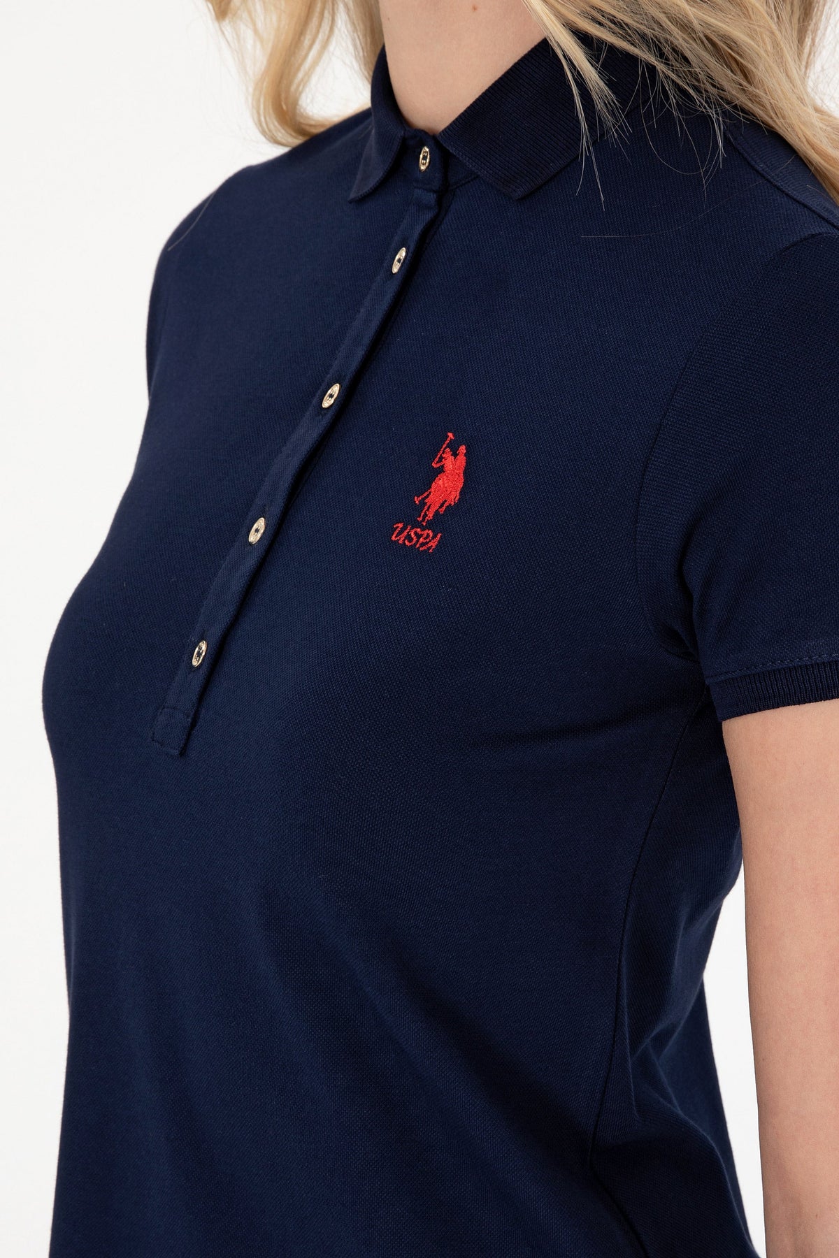 U.S. Polo Assn. teget ženska haljina ravnog kroja s polo kragnom kratkih rukava