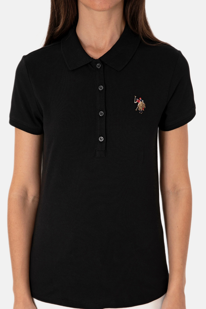 U.S. Polo Assn. crna ženska majica s detaljima u boji-[SKU]