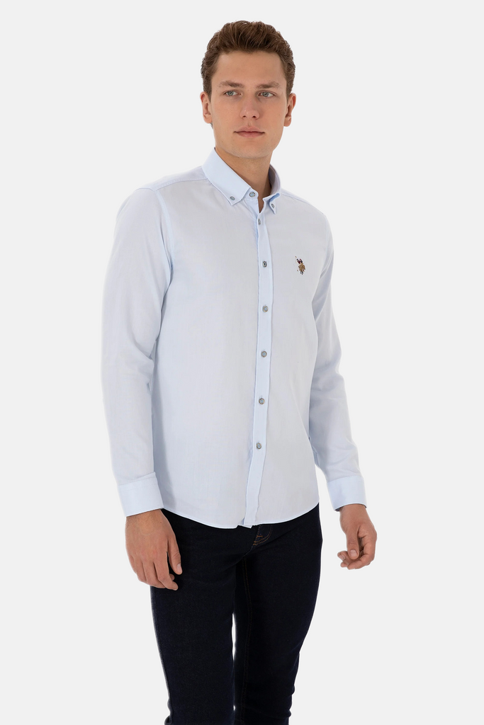 U.S. Polo Assn. svijetlo plava muška košulja s uzorkom-[SKU]